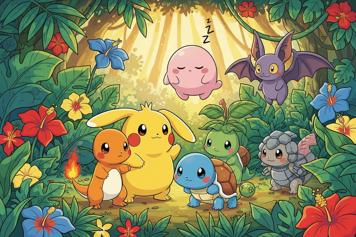 Anime-style Fantasy Creatures in the Jungle